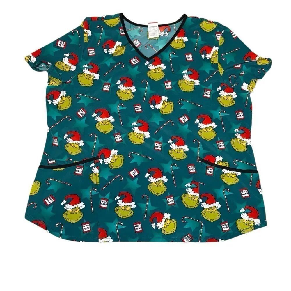 Dr. Seuss Grinch Christmas Scrub Top. Size 2XL. Great Condition!!